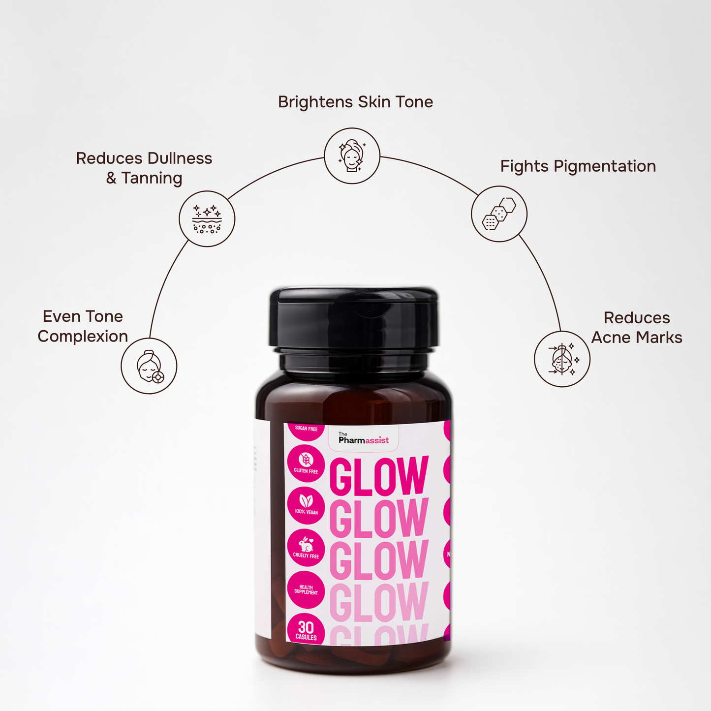 Glow Capsules – Unisex Skin Brightening Formula with Glutathione, Vitamin C, NAC, Retinol & Hyaluronic Acid (30 Capsules)