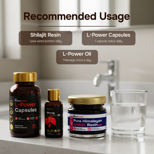 Ultimate Men’s Performance Combo (L Power Capsules + L Power Oil + Pure Shilajit Resin)